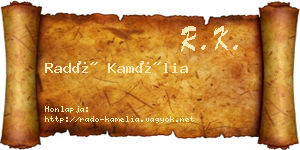 Radó Kamélia névjegykártya